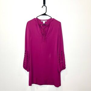 Diane von Furstenberg Kimberly 4 Silk Long Sleeve Shift Dress
